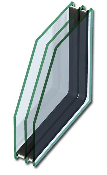 Duralite spacer in three pane window.