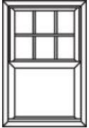 Cottage 2 Vertical, 1 Horizontal Double Hung Window