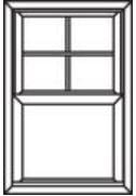 Cottage 1 Vertical 1 Horizontal Top, Double Hung Window