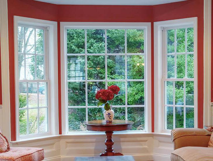 Replacement Windows installed in a room with red walls in Durham 