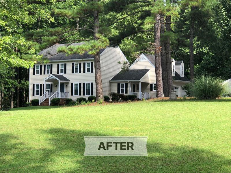 Two Story White House After Whole Home Siding Replacement in Apex, NC