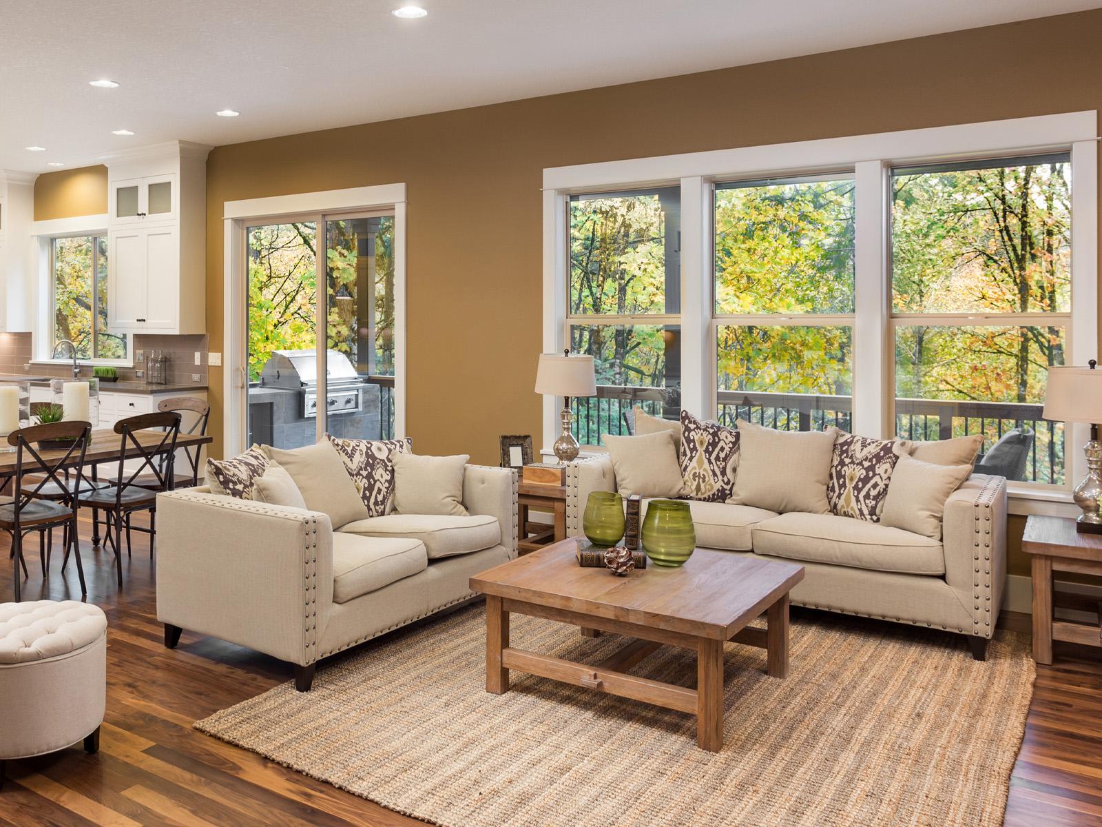 Impact Resistant Windows in Living Room of Home in Durham, NC