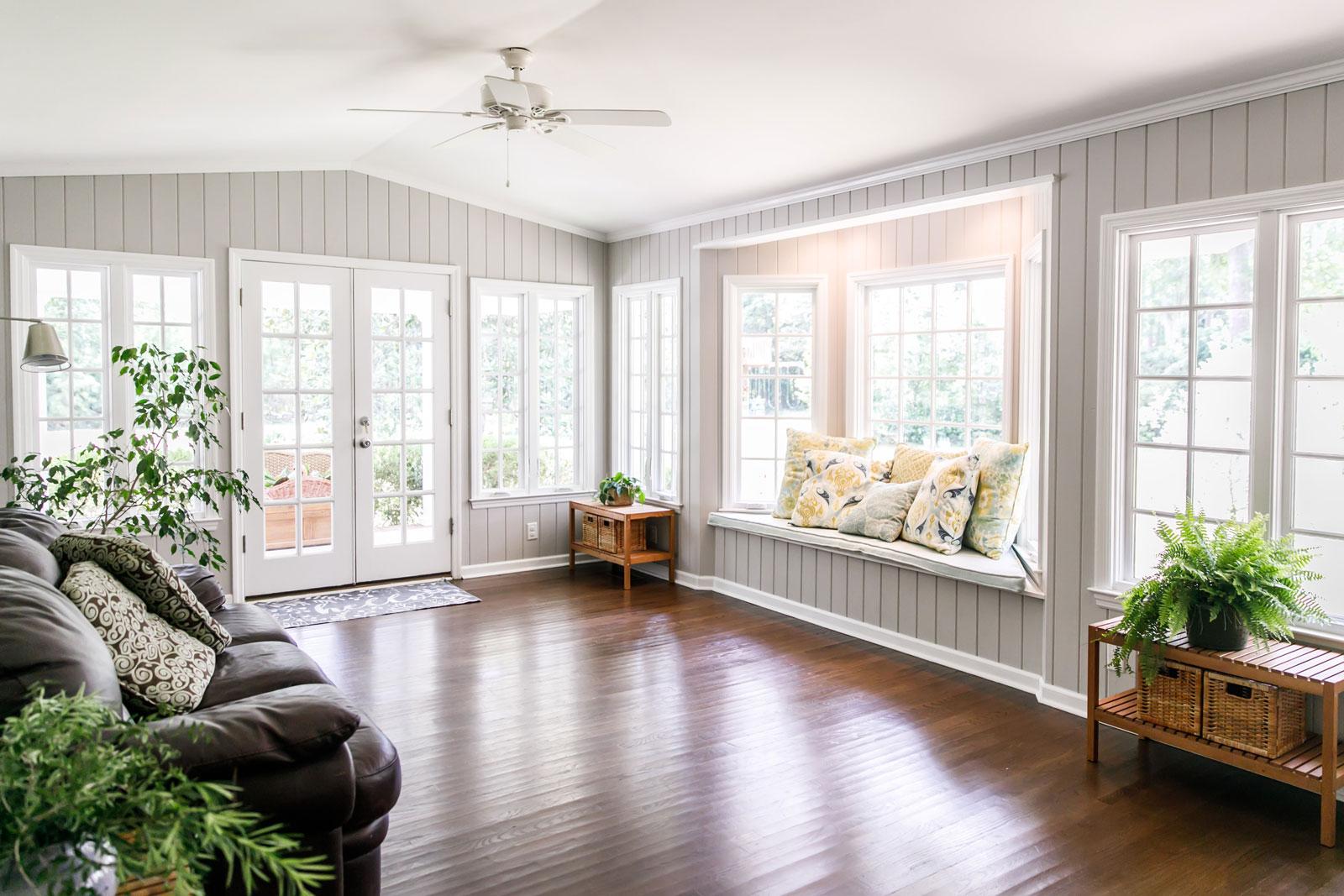 Bay Window with Seating Area in Living Room in Chapel Hill, NC