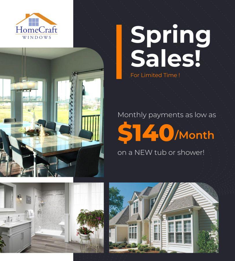 Monthly payments as low as $140/Month on a NEW tub or shower!