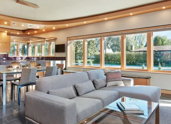 Living room with replacement windows in Burlington, NC 
